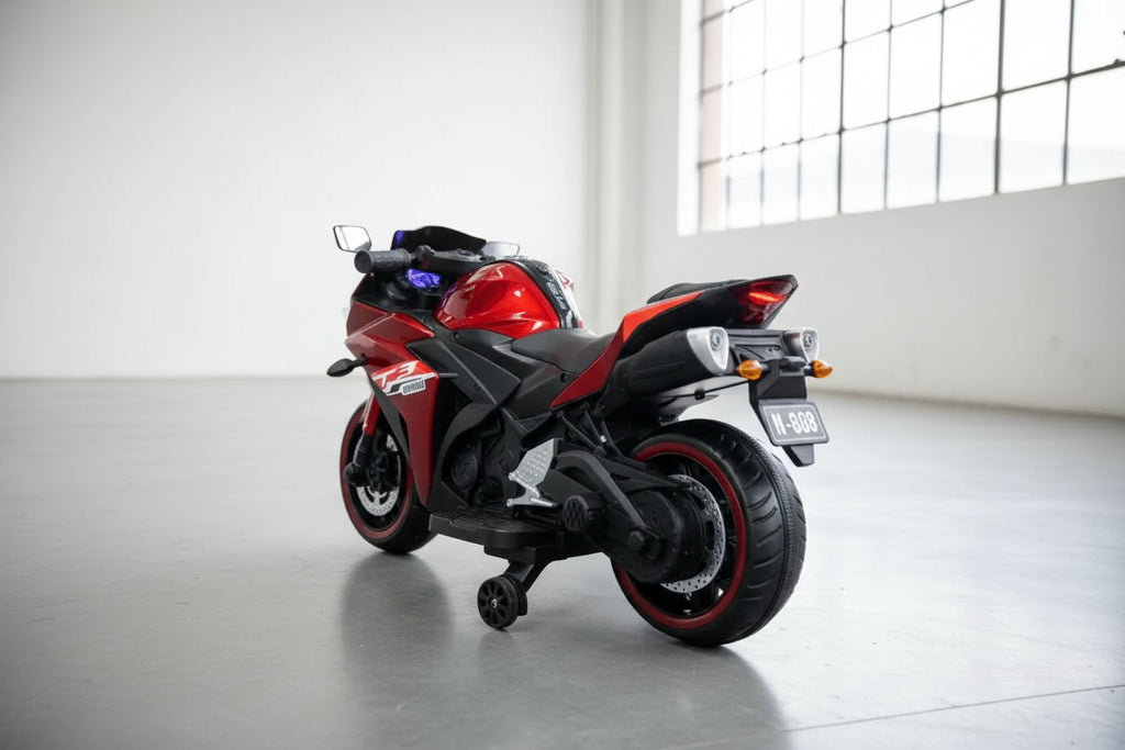 🚀 MOTOCICLETA INFANTIL 12V – MODELO DEPORTIVA (AZUL / ROJA)