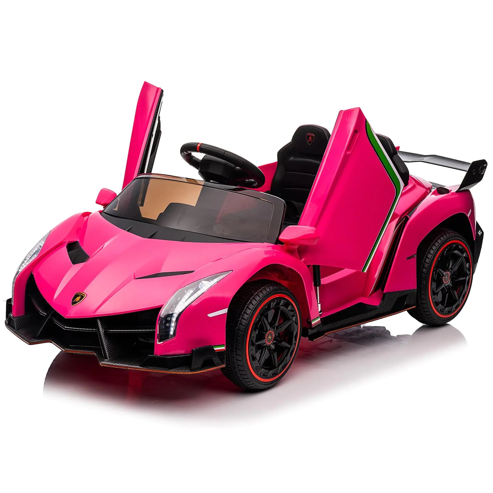 Carro Eléctrico Infantil 12V Lamborghini Veneno – Control Remoto, Puertas Hidráulicas, Luces LED, Bocina, Música – Rosa (3–8 años)