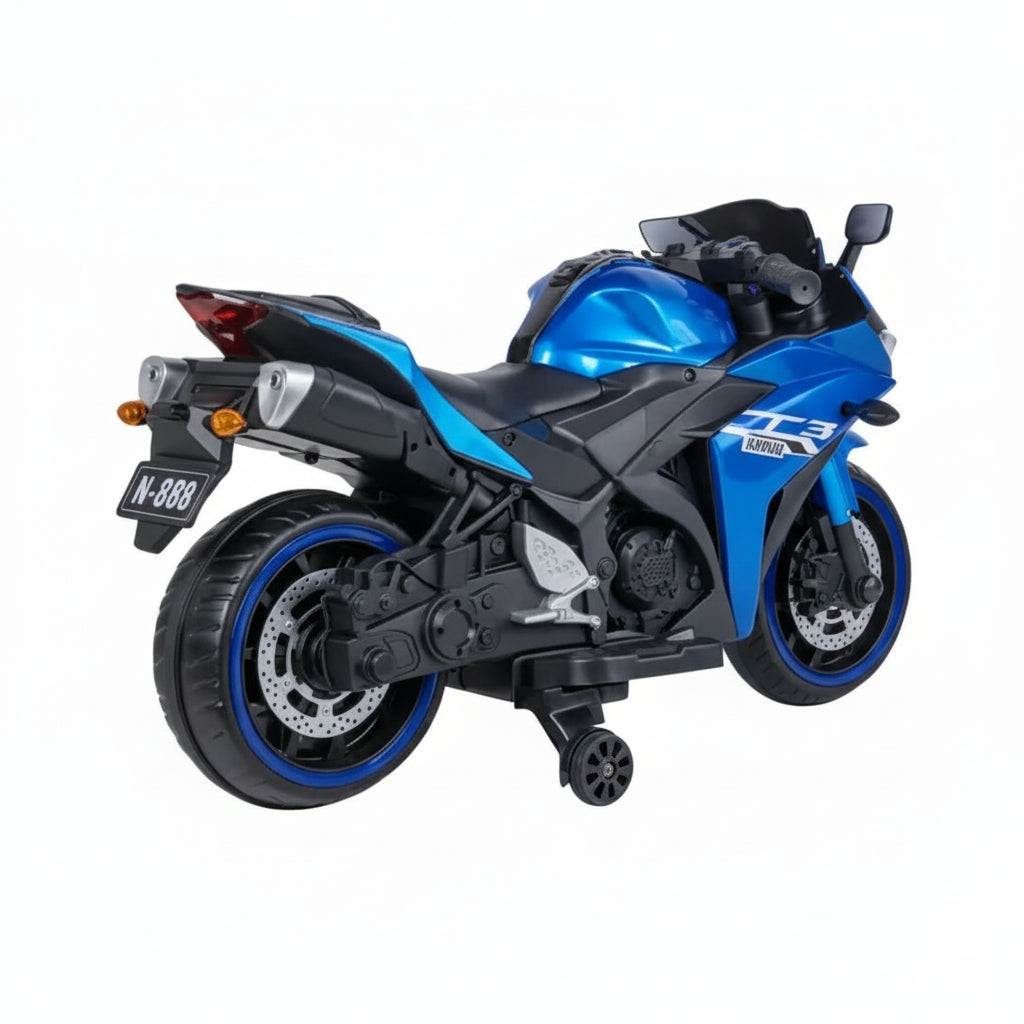 🚀 MOTOCICLETA INFANTIL 12V – MODELO DEPORTIVA (AZUL / ROJA)