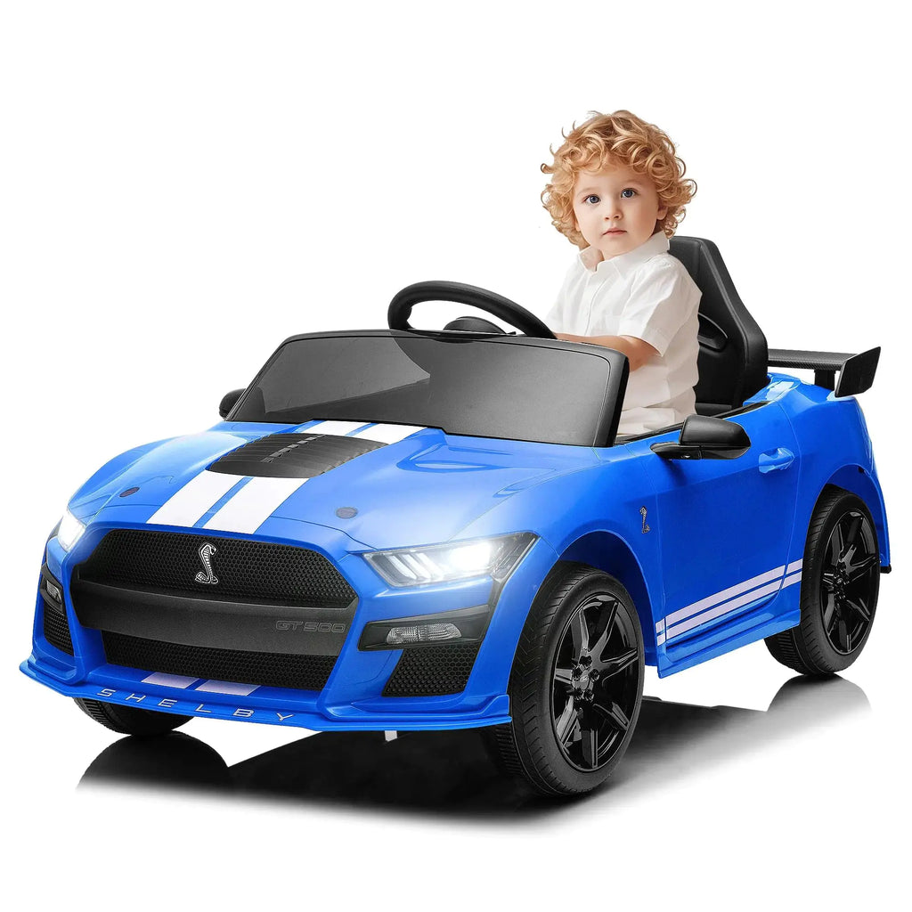 Ford Mustang Shelby GT500 12V 7AH para Niños – Auto Eléctrico con Licencia | Luces LED, Bluetooth, 3 Velocidades, Control Parental y Asiento Amplio – Azul