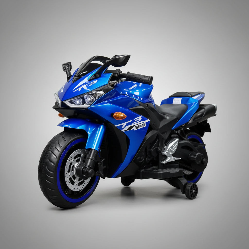 🚀 MOTOCICLETA INFANTIL 12V – MODELO DEPORTIVA (AZUL / ROJA)