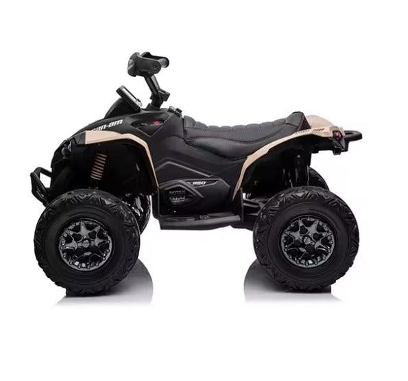 Hetoy 12V Juguete de Coche para Montar ATV para Niños Licencia Bombardier BRP Can-am Quad de 4 Ruedas Vehículo Eléctrico con Luces LED Suspensión Completa de Metal Música Bluetooth USB Neumáticos con Banda de Rodadura Color Caqui
