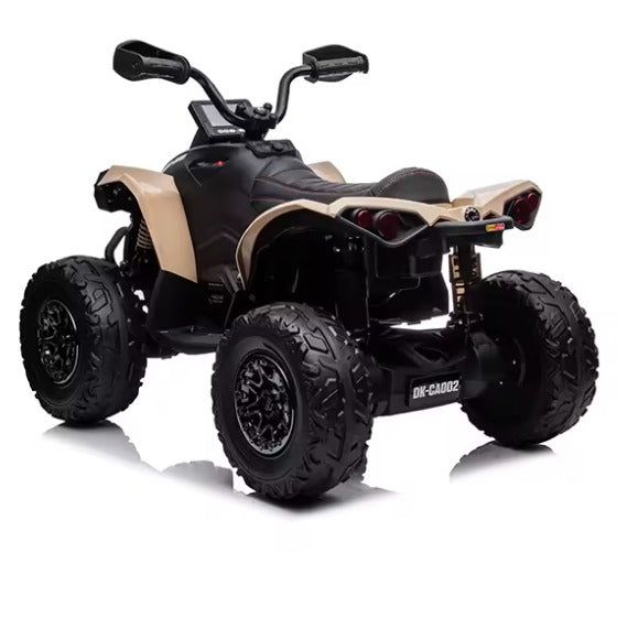 Hetoy 12V Juguete de Coche para Montar ATV para Niños Licencia Bombardier BRP Can-am Quad de 4 Ruedas Vehículo Eléctrico con Luces LED Suspensión Completa de Metal Música Bluetooth USB Neumáticos con Banda de Rodadura Color Caqui