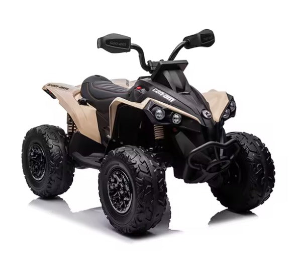 Hetoy 12V Juguete de Coche para Montar ATV para Niños Licencia Bombardier BRP Can-am Quad de 4 Ruedas Vehículo Eléctrico con Luces LED Suspensión Completa de Metal Música Bluetooth USB Neumáticos con Banda de Rodadura Color Caqui
