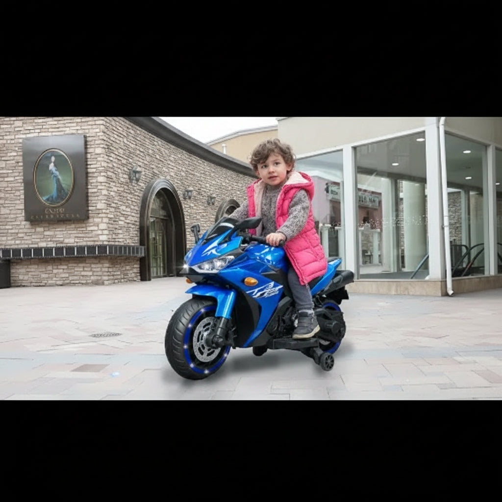 🚀 MOTOCICLETA INFANTIL 12V – MODELO DEPORTIVA (AZUL / ROJA)