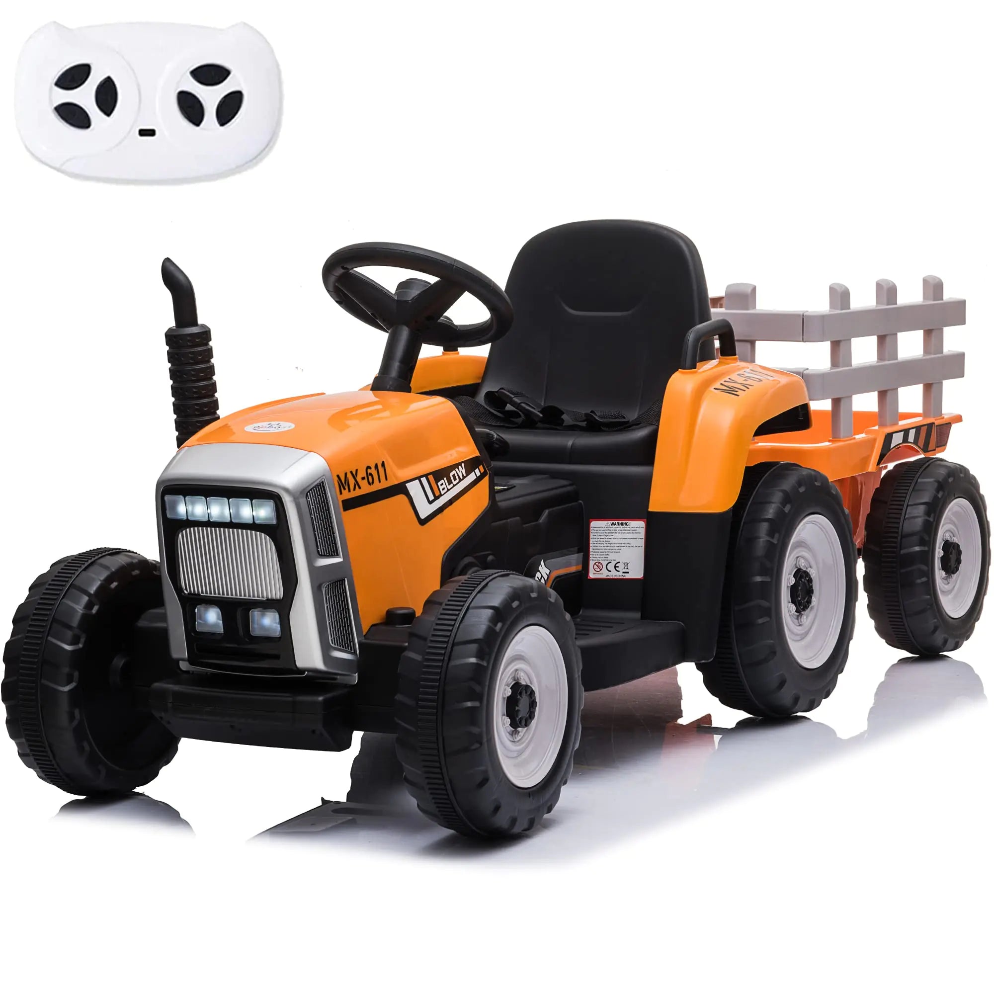 Kids Car Club™ Tractor Eléctrico 12V con Remolque – Música, Control Parental y Asiento de Seguridad (3–6 años)