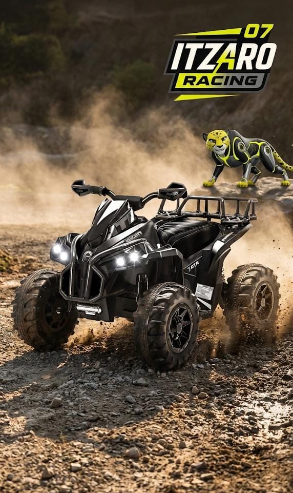 ATV SOAR 12V para Niños – Cuatrimoto Eléctrica con Control Remoto, Neumáticos Pro, Luces LED, Música & Alta/Baja Velocidad (Negro)