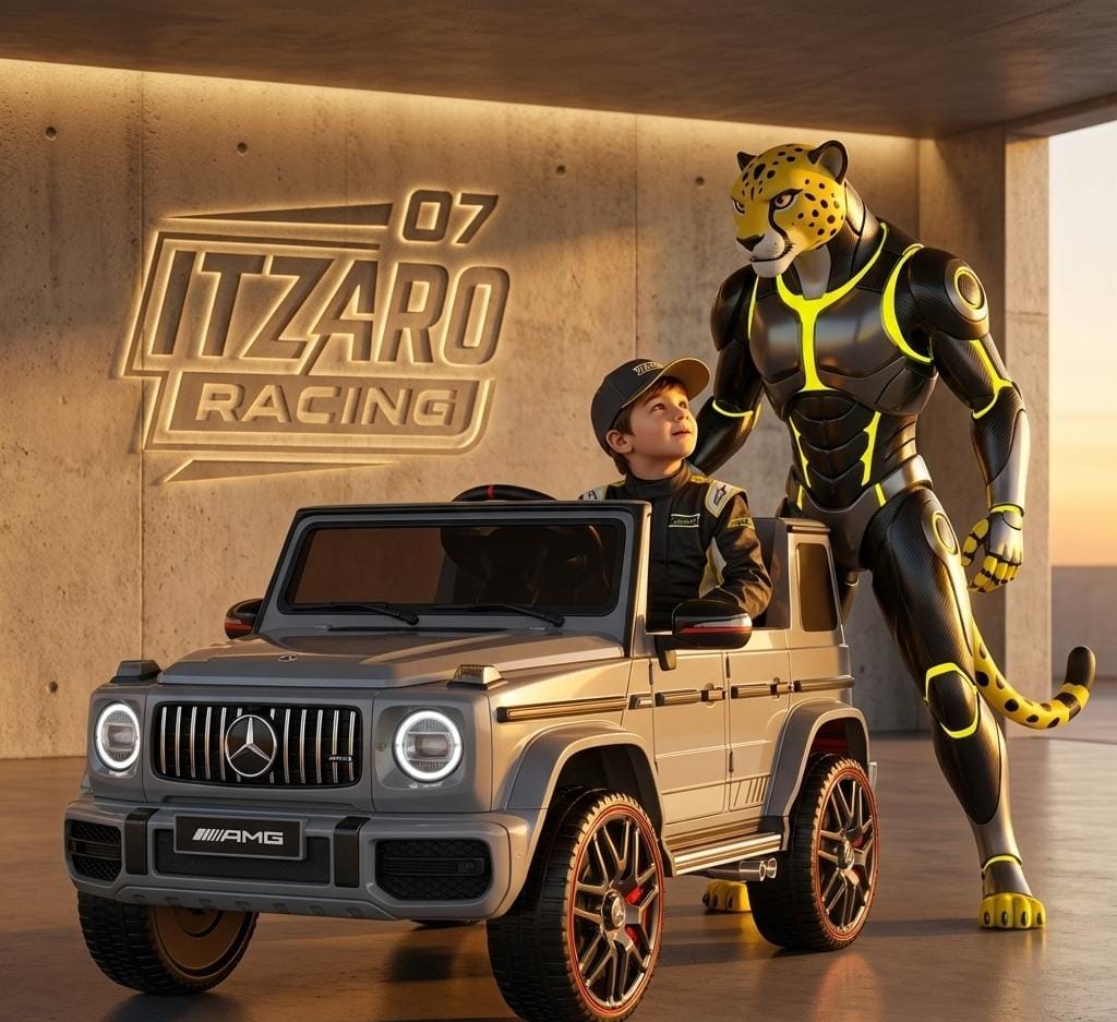 ANPABO Coche Mercedes-Benz G63 con Licencia para Niños 12V Montable con Control Remoto para Padres, Aviso de Batería Baja, Faro LED, Reproductor de Música y Bocina, Arranque Suave, Vehículo Eléctrico para Niños, Gris