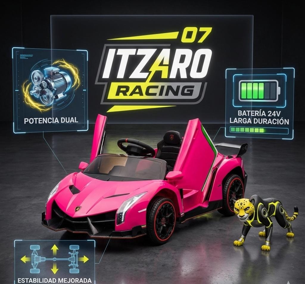 Carro Eléctrico Infantil 12V Lamborghini Veneno – Control Remoto, Puertas Hidráulicas, Luces LED, Bocina, Música – Rosa (3–8 años)
