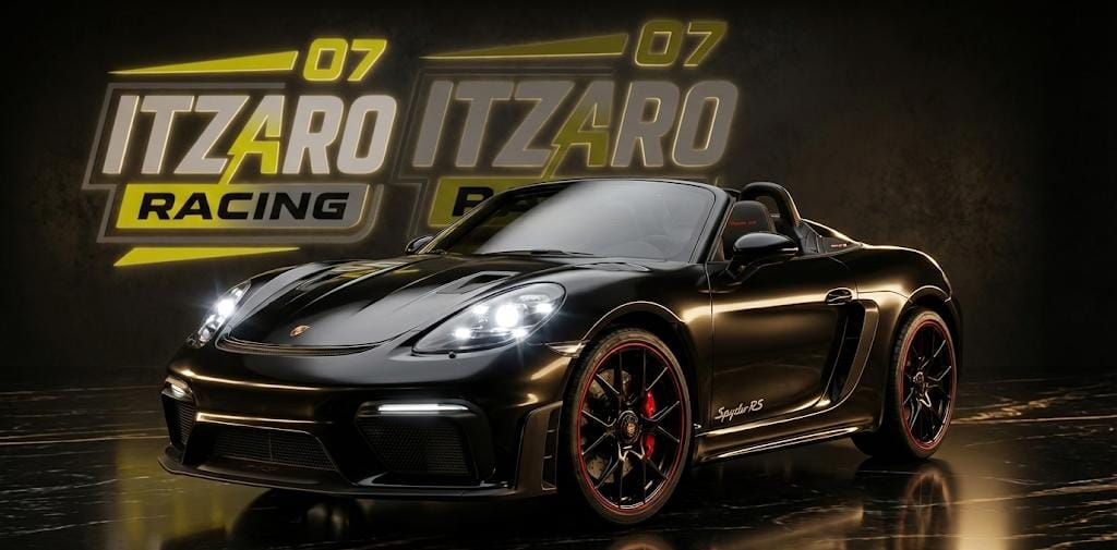 Primer Coche Eléctrico Porsche 718 Licenciado de 12V para Niños, Juguetes para Montar aptos para Niños Pequeños, Coche con Control Remoto para Padres, Luces LED, Puertas que se Abren, Reproductor de MP3, Arranque Suave y 3 Velocidades (Negro)