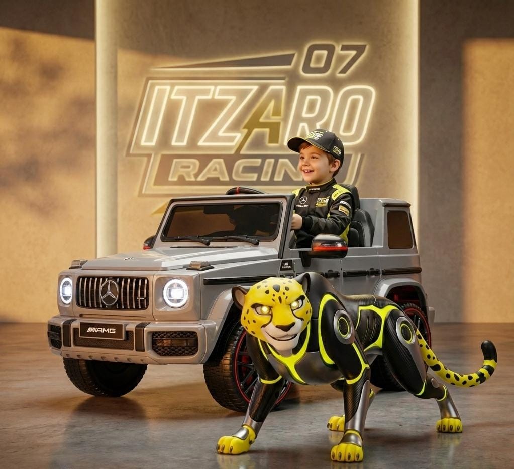 ANPABO Coche Mercedes-Benz G63 con Licencia para Niños 12V Montable con Control Remoto para Padres, Aviso de Batería Baja, Faro LED, Reproductor de Música y Bocina, Arranque Suave, Vehículo Eléctrico para Niños, Gris