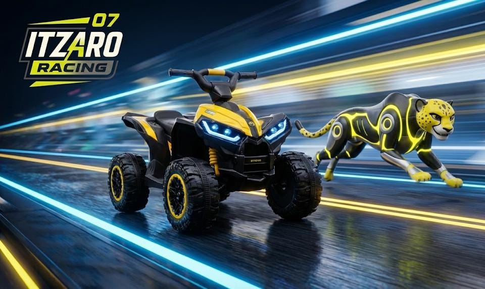 ATV para Niños Operado por Batería de 12V con 4 Ruedas y Control Remoto Velocidades luces LED. Ideal para niños de 3 a 7 años. 🚀 Ahorra $3,000 MXN por tiempo limitado. 👉 Envío GRATIS + Garantía total incluida.