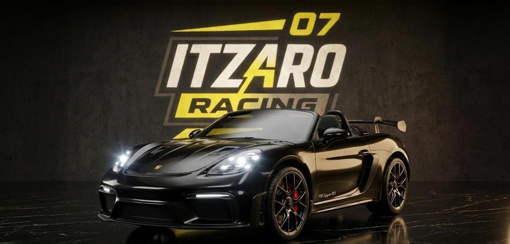 Primer Coche Eléctrico Porsche 718 Licenciado de 12V para Niños, Juguetes para Montar aptos para Niños Pequeños, Coche con Control Remoto para Padres, Luces LED, Puertas que se Abren, Reproductor de MP3, Arranque Suave y 3 Velocidades (Negro)