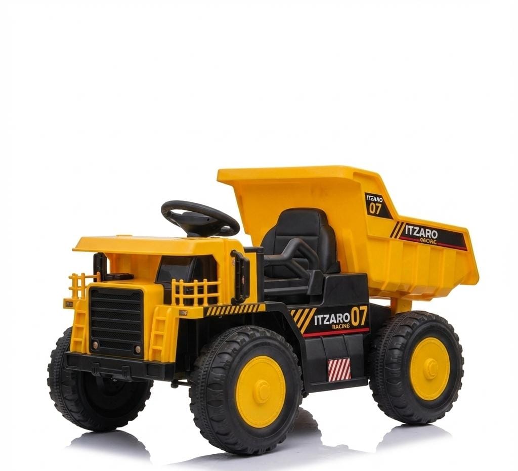 ELEMARA Coche Montable para Niños, Camión Volcador con Pala y Cama Elevadora, 12V Control Remoto, Vehículo de Construcción a Batería, Coches Eléctricos con Bluetooth y Música, Coche para Conducir Niños - Negro