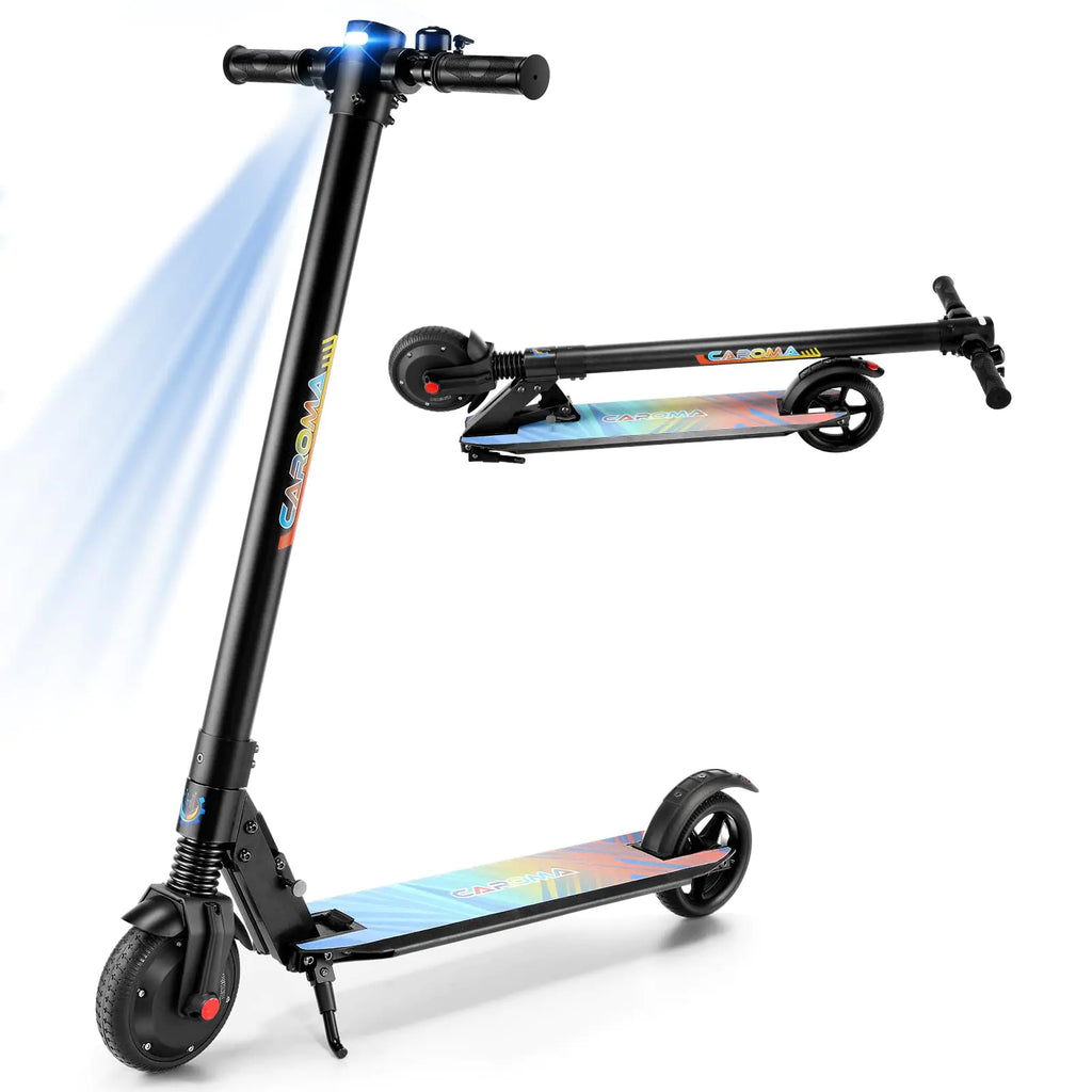Caroma Scooter Eléctrico para Adultos, Motor de 250W, Alcance Máximo de 15.5 Millas y Velocidad Máxima de 15.5 Mph, Neumáticos de 6.5", Scooter Eléctrico Plegable Portátil con Sistema de Frenos (Negro)