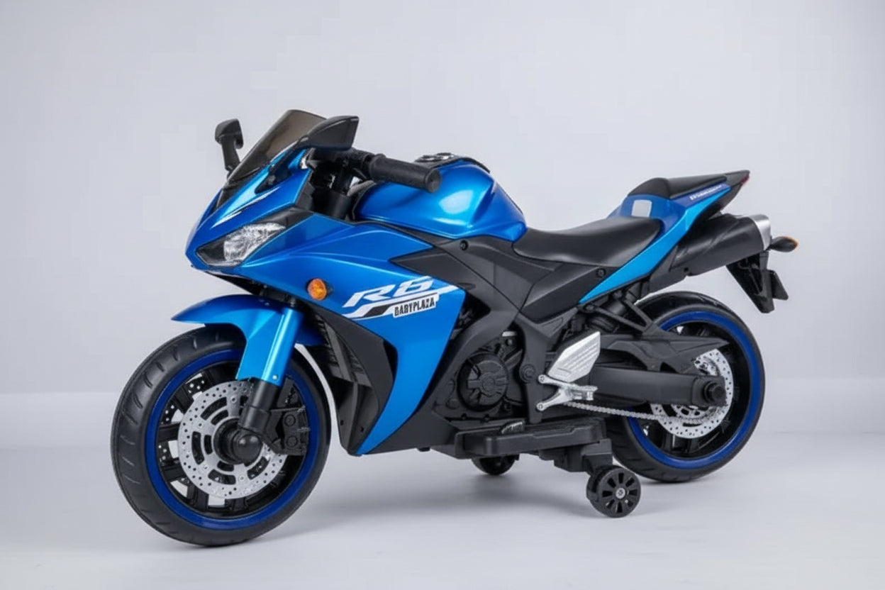 🚀 MOTOCICLETA INFANTIL 12V – MODELO DEPORTIVA (AZUL / ROJA)